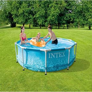 Intex 28207EH 10 Feet x 30 Inch Rust Resistant Steel Metal Frame Outdoor Backyard Above Ground Circular Beachside Swimming Pool with Filter Pump