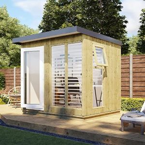 Project Timber 8ft x 6ft My Den Fully Insulated Garden Office Pod Shed Double Glazing with uPVC Single Door 16mm Pressure Treated T&G Cladding 8x6
