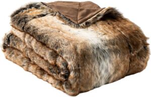 BATTILO HOME Faux Fur Throw Blankets Brown 150x200cm Luxury Decorative Fuzzy Warm Cozy Fake Fur Blanket for Bed, Sofa, Couch