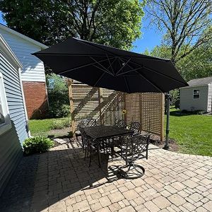 PURPLE LEAF 3.3 M Garden Cantilever Parasol, Large Round Patio Umbrella with Crank Handle and Tilt for Balcony and Outdoor