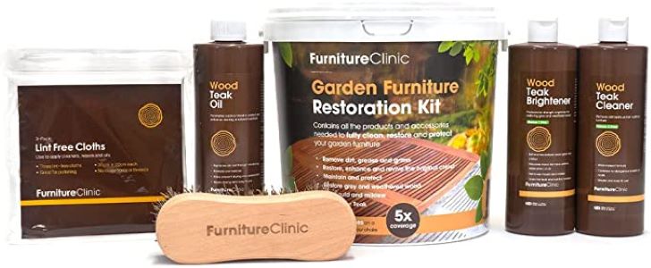 Garden Furniture Restoration & Maintenance Kit - Teak Oil, Brightener & Teak Cleaner, Wood Furniture Cleaner and Protector for Outdoor Garden Furniture
