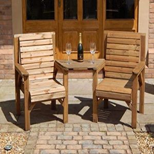 WOODEN GARDEN FURNITURE PATIO TWIN SET 2 CHAIRS + REMOVABLE TRAY JACK + JILL STRAIGHT LOVE SEAT