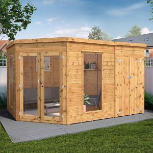 12' x 8' Mercia Premium Corner Summer House with Side Shed (3.6m x 2.6m)