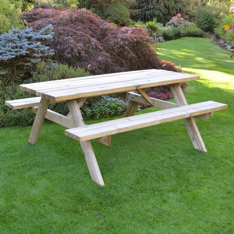 Forest Large Rectangular Wooden Garden Picnic Table 6'x5' (1.8x1.5m)
